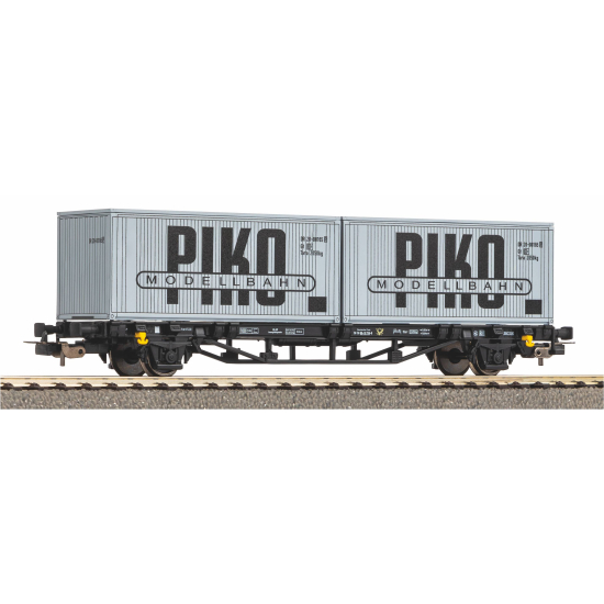 Wagon towarowy platforma DR z 2 kontenerami IV 2x 20ft VEB PIKO 27709 H0